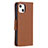 Coque Portefeuille Livre Cuir Etui Clapet pour Apple iPhone 15 Plus Marron Petit