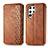 Coque Portefeuille Livre Cuir Etui Clapet S01D pour Samsung Galaxy S24 Ultra 5G Marron