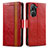 Coque Portefeuille Livre Cuir Etui Clapet S02D pour Asus Zenfone 9 Rouge