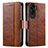 Coque Portefeuille Livre Cuir Etui Clapet S02D pour Huawei Honor 90 Lite 5G Marron