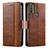 Coque Portefeuille Livre Cuir Etui Clapet S02D pour Motorola Moto E20 Marron