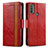 Coque Portefeuille Livre Cuir Etui Clapet S02D pour Motorola Moto E30 Rouge