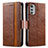 Coque Portefeuille Livre Cuir Etui Clapet S02D pour Motorola Moto E32 Marron