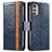 Coque Portefeuille Livre Cuir Etui Clapet S02D pour Motorola Moto E32s Bleu