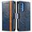 Coque Portefeuille Livre Cuir Etui Clapet S02D pour Motorola Moto Edge 20 Pro 5G Bleu