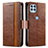 Coque Portefeuille Livre Cuir Etui Clapet S02D pour Motorola Moto G100 5G Marron