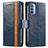 Coque Portefeuille Livre Cuir Etui Clapet S02D pour Motorola Moto G41 Bleu