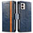 Coque Portefeuille Livre Cuir Etui Clapet S02D pour Motorola Moto G53 5G Bleu