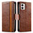 Coque Portefeuille Livre Cuir Etui Clapet S02D pour Motorola Moto G53 5G Marron