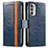 Coque Portefeuille Livre Cuir Etui Clapet S02D pour Motorola Moto G71s 5G Bleu