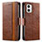 Coque Portefeuille Livre Cuir Etui Clapet S02D pour Motorola Moto G73 5G Marron