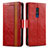 Coque Portefeuille Livre Cuir Etui Clapet S02D pour Nokia C3 Rouge