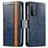 Coque Portefeuille Livre Cuir Etui Clapet S02D pour OnePlus Nord N200 5G Bleu