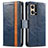 Coque Portefeuille Livre Cuir Etui Clapet S02D pour Oppo Reno8 4G Bleu