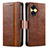 Coque Portefeuille Livre Cuir Etui Clapet S02D pour Realme C55 Marron