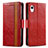 Coque Portefeuille Livre Cuir Etui Clapet S02D pour Samsung Galaxy A22 5G SC-56B Rouge