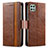 Coque Portefeuille Livre Cuir Etui Clapet S02D pour Samsung Galaxy F42 5G Marron