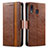 Coque Portefeuille Livre Cuir Etui Clapet S02D pour Samsung Galaxy M10S Marron