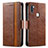 Coque Portefeuille Livre Cuir Etui Clapet S02D pour Samsung Galaxy M11 Marron