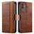 Coque Portefeuille Livre Cuir Etui Clapet S02D pour Samsung Galaxy M13 5G Marron