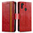 Coque Portefeuille Livre Cuir Etui Clapet S02D pour Samsung Galaxy M30s Rouge