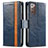 Coque Portefeuille Livre Cuir Etui Clapet S02D pour Samsung Galaxy Note 20 5G Bleu