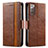 Coque Portefeuille Livre Cuir Etui Clapet S02D pour Samsung Galaxy Note 20 5G Marron