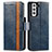 Coque Portefeuille Livre Cuir Etui Clapet S02D pour Samsung Galaxy S21 5G Bleu