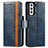 Coque Portefeuille Livre Cuir Etui Clapet S02D pour Samsung Galaxy S21 FE 5G Bleu