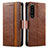 Coque Portefeuille Livre Cuir Etui Clapet S02D pour Sony Xperia 1 III Marron