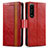 Coque Portefeuille Livre Cuir Etui Clapet S02D pour Sony Xperia 1 III Rouge