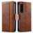 Coque Portefeuille Livre Cuir Etui Clapet S02D pour Sony Xperia 1 IV Marron