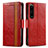 Coque Portefeuille Livre Cuir Etui Clapet S02D pour Sony Xperia 1 IV Rouge