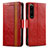 Coque Portefeuille Livre Cuir Etui Clapet S02D pour Sony Xperia 1 IV SO-51C Rouge