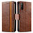 Coque Portefeuille Livre Cuir Etui Clapet S02D pour Sony Xperia 10 III SO-52B Marron