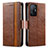 Coque Portefeuille Livre Cuir Etui Clapet S02D pour Xiaomi Mi 11T 5G Marron