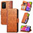 Coque Portefeuille Livre Cuir Etui Clapet S03D pour Samsung Galaxy F02S SM-E025F Marron