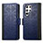 Coque Portefeuille Livre Cuir Etui Clapet S03D pour Samsung Galaxy S21 Ultra 5G Bleu