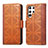 Coque Portefeuille Livre Cuir Etui Clapet S03D pour Samsung Galaxy S21 Ultra 5G Marron