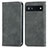 Coque Portefeuille Livre Cuir Etui Clapet S04D pour Google Pixel 6a 5G Gris