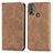 Coque Portefeuille Livre Cuir Etui Clapet S04D pour Motorola Moto E20 Marron