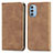 Coque Portefeuille Livre Cuir Etui Clapet S04D pour Motorola Moto G51 5G Marron