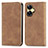 Coque Portefeuille Livre Cuir Etui Clapet S04D pour Realme C55 Marron