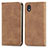 Coque Portefeuille Livre Cuir Etui Clapet S04D pour Samsung Galaxy M01 Core Marron