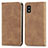 Coque Portefeuille Livre Cuir Etui Clapet S04D pour Sharp Aquos wish Marron