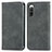 Coque Portefeuille Livre Cuir Etui Clapet S04D pour Sony Xperia 10 IV SO-52C Gris