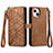 Coque Portefeuille Livre Cuir Etui Clapet S05D pour Apple iPhone 13 Marron