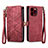 Coque Portefeuille Livre Cuir Etui Clapet S05D pour Apple iPhone 13 Pro Max Rouge