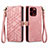 Coque Portefeuille Livre Cuir Etui Clapet S05D pour Apple iPhone 13 Pro Or Rose