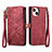 Coque Portefeuille Livre Cuir Etui Clapet S05D pour Apple iPhone 13 Rouge